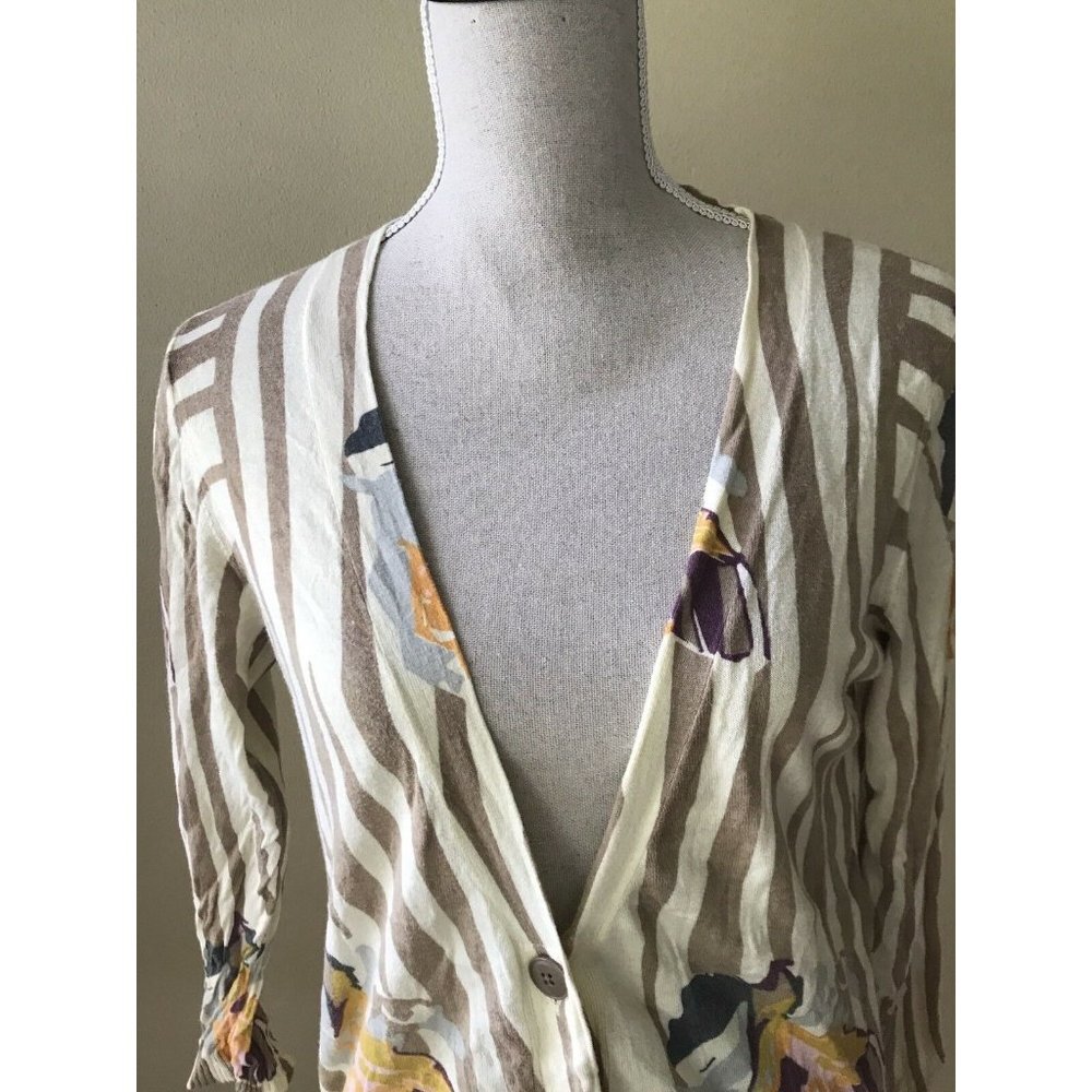 Anthropologie Sparrow Floral Rendering Striped - Picture 3 of 9
